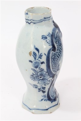 Lot 124 - 18th century Dutch Delft blue and white vase with painted windmill reserve