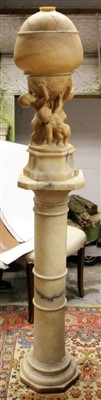 Lot 1068 - Late 19th / early 20th century carved alabaster standard lamp