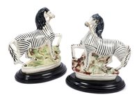 Lot 6 - Pair Victorian Staffordshire pottery figures...