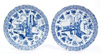 Lot 28 - Pair late 17th century Chinese Kangxi blue and...