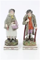 Lot 54 - Pair early 19th century pearlware figures of...