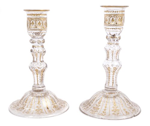 Lot 61 - Pair 18th century gilded and cut glass...