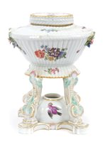 Lot 62 - 19th century Dresden porcelain inkwell with...