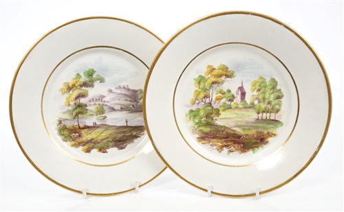 Lot 76 - Pair early 19th century pearlware plates,...
