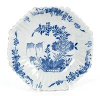 Lot 85 - 18th century Dutch Delft blue and white fluted...