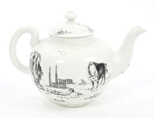 Lot 86 - 18th century Worcester teapot and cover, circa...