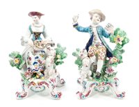 Lot 90 - Pair 18th century Bow polychrome figures with...