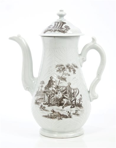 Lot 98 - 18th century Worcester feather-moulded coffee...