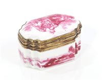 Lot 102 - 19th century German porcelain snuff box with...