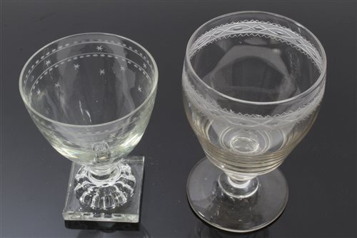 Lot 119 - George III glass rummer with barrel-shaped...