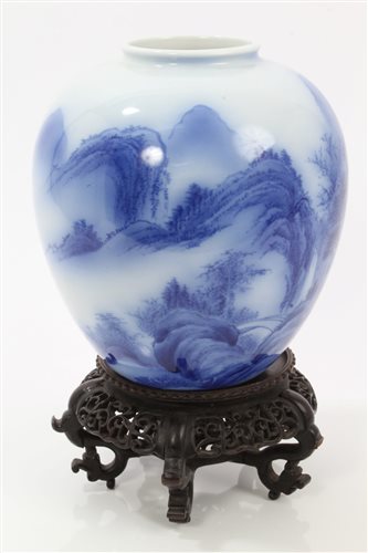 Lot 139 - 19th century Japanese blue and white vase of...