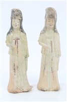 Lot 143 - Pair Chinese pottery female tomb figures,...