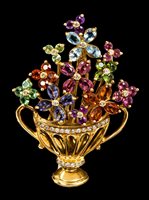 Lot 477 - Diamond and gem set Giardinetto brooch, the...