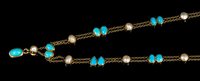 Lot 486 - Edwardian turquoise and blister pearl necklace,...