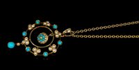 Lot 488 - Edwardian turquoise and seed pearl pendant by...