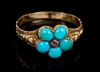 Lot 489 - Regency turquoise forget-me-not ring, the...