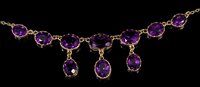 Lot 492 - Victorian-style amethyst necklace with three...