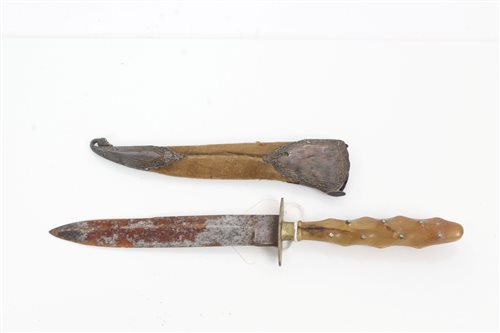 Lot 869 - Victorian hunting knife with horn handle and...