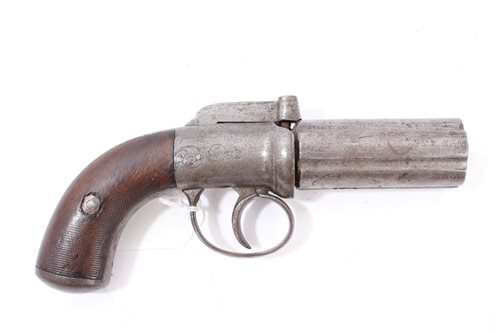 Lot 938 - Victorian percussion pepper-box revolver with...