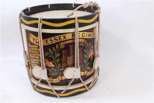 Lot 671 - 1950s Essex Regiment, regimental drum, finely...