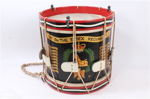 Lot 672 - 1950s Essex Regiment, regimental drum for 1st...