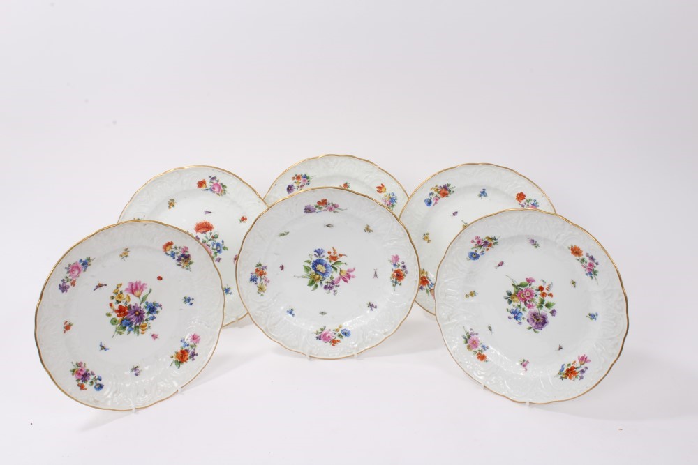 Lot 136 - Set of six 19th century Meissen porcelain...