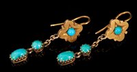 Lot 434 - Pair of Victorian 15ct gold and turquoise...