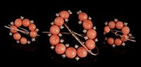 Lot 435 - Pair of Victorian coral and seed pearl...