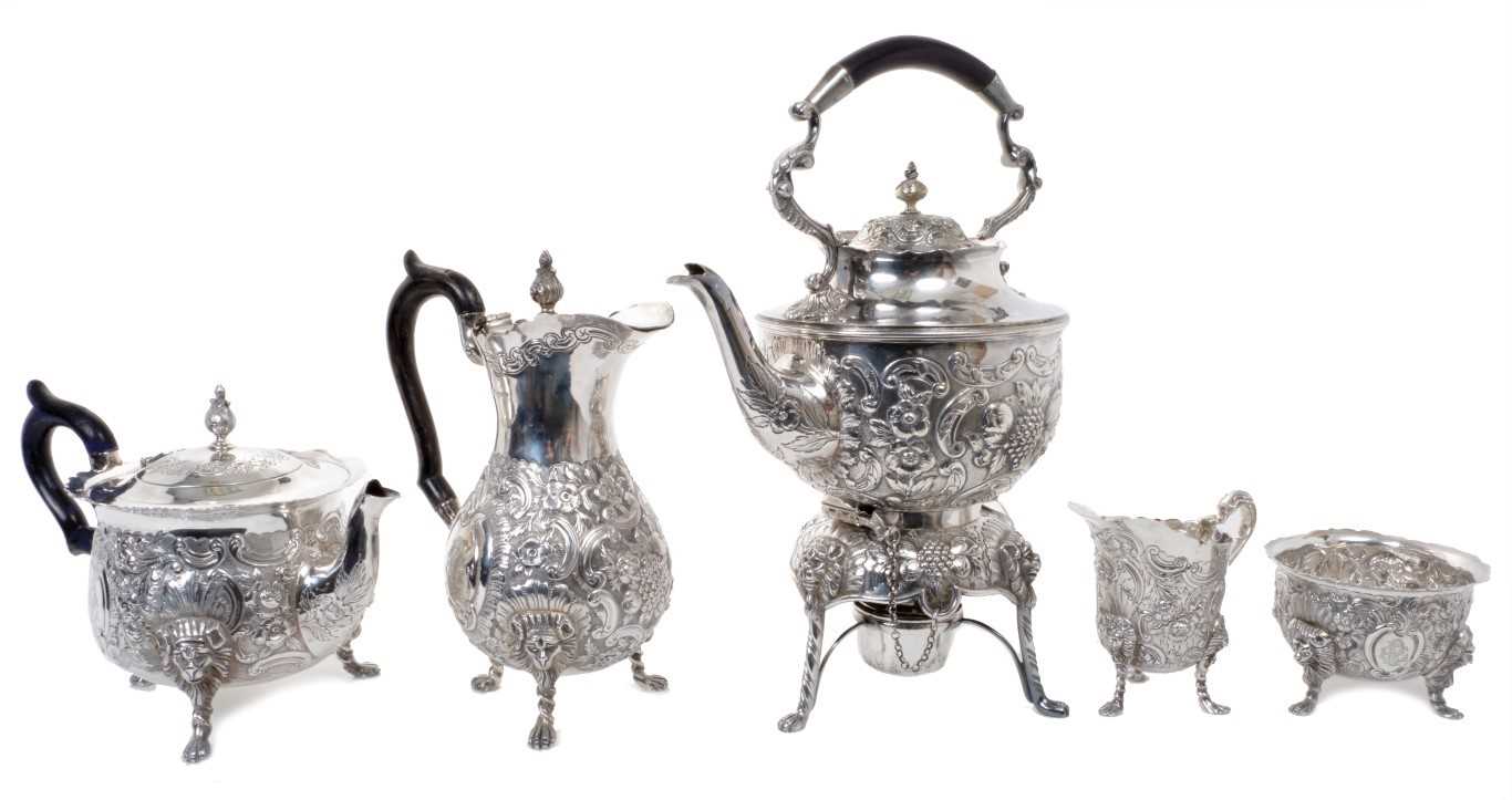 Lot 423 - Fine quality late Victorian Irish five piece tea set