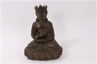Lot 833 - Antique Tibetan bronze Buddha in seated...