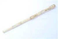 Lot 647 - Oriental carved bone telescopic fishing rod,...