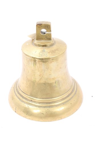 Lot 655 - Large brass bell with George VI cypher,...