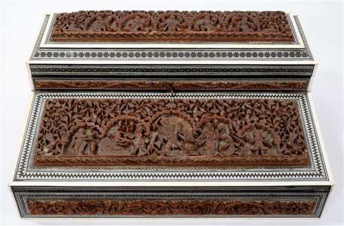 Lot 781 - 19th century Indian carved sandalwood and...