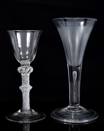 Lot 62 - Georgian drinking glass with conical bowl on...