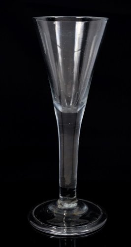 Lot 63 - Large Georgian wine glass with trumpet bowl...
