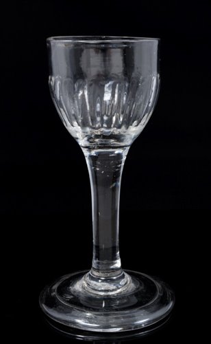 Lot 65 - Georgian cordial glass with fluted moulded...