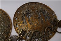 Lot 771 - Pair of 19th century Dutch brass wall sconces,...