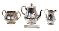 Lot 359 - Victorian three piece silver tea set -...