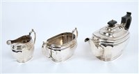 Lot 360 - 1920s three piece silver tea set - comprising...