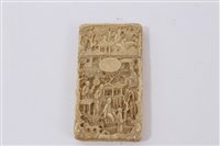 Lot 687 - 19th century Canton carved ivory card case of...