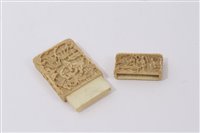 Lot 687 - 19th century Canton carved ivory card case of...
