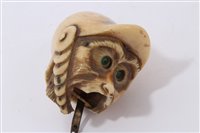 Lot 787 - 19th century novelty carved ivory cane handle...