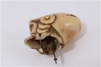 Lot 787 - 19th century novelty carved ivory cane handle...