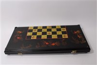 Lot 819 - Chinese lacquer games board, folding form,...