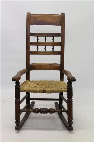 Lot 1607 - 19th century ash and elm stick back rocking.