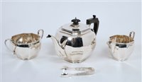 Lot 309 - 1930s silver three piece tea set - comprising...