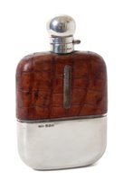 Lot 321 - George V silver mounted glass spirit flask...