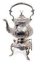 Lot 349 - Late Victorian silver spirit kettle of...