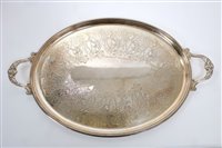 Lot 351 - Large Victorian silver plated two-handled tray...