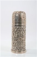 Lot 194 - Victorian silver caster of cylindrical form,...